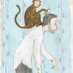coffee monkey on man